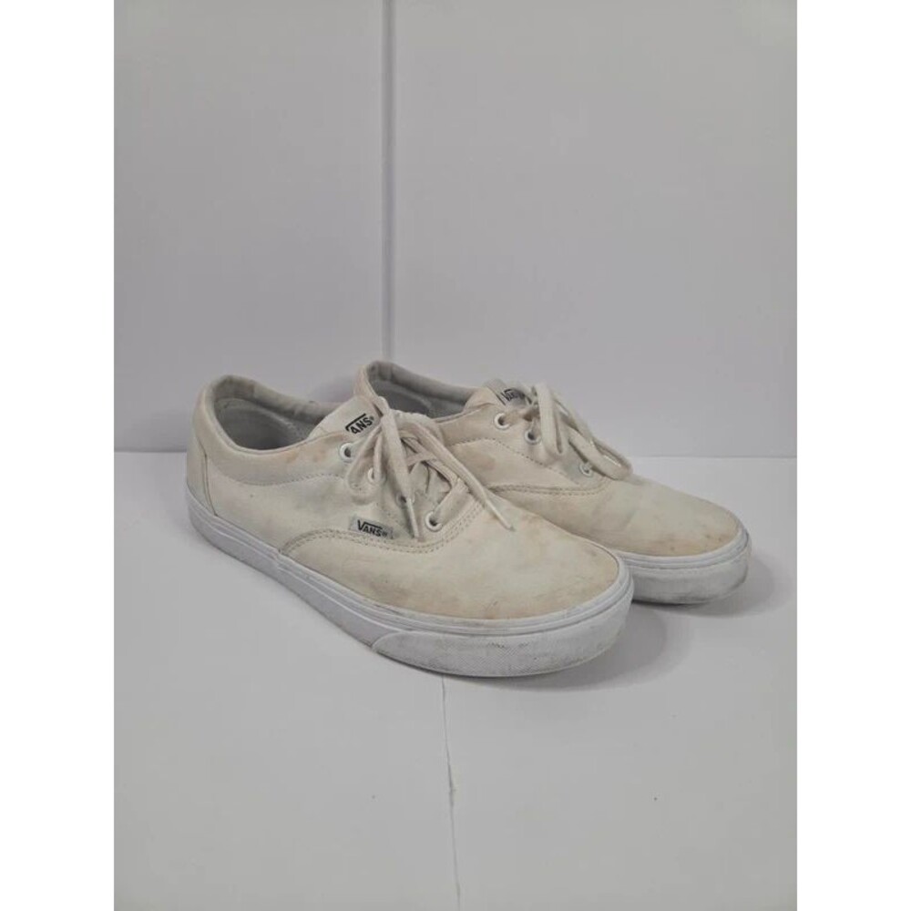 Vans Era Low Top White Canvas Sneakers Women's 9 Stained Distressed Skate Shoes